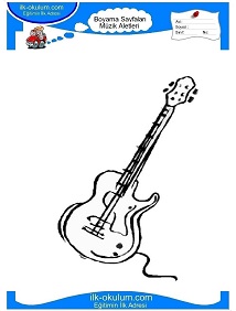 Çocuklar İçin Gitar Boyama Sayfaları 